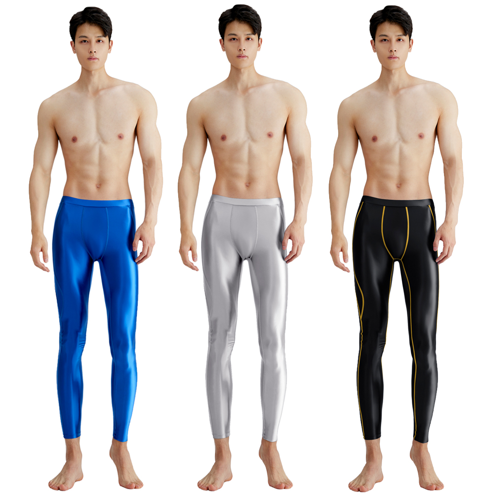 Pilates Yoga Leggings - AMORESY 남성용 새틴 스무스 러닝 조깅,