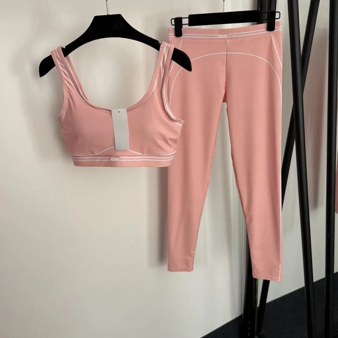 Pilates Yoga Top - 탱크탑과 바지 투피스 통기성 스트레치 캐주얼