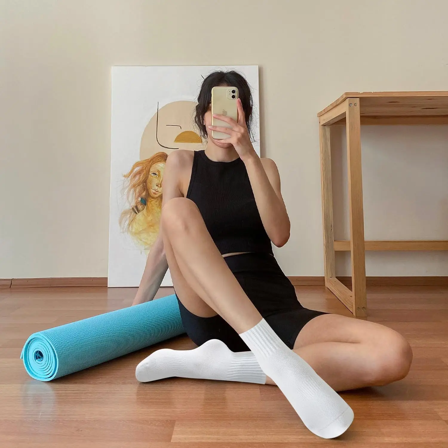 여성용 요가 양말 4켤레, 단색 미드솔 미끄럼 방지 그 - Pilates & Yoga With Katja Youtube 리뷰 및 가격